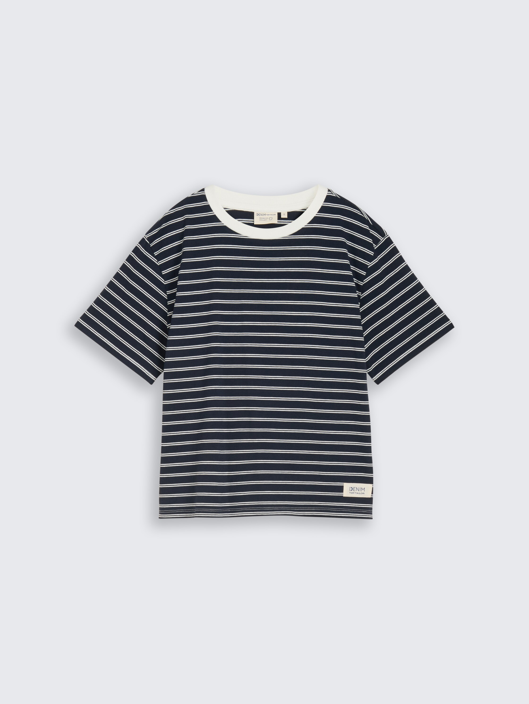 Boxy Fit T-Shirt - navy irregular stripe - Vorder-Produkt-Ansicht