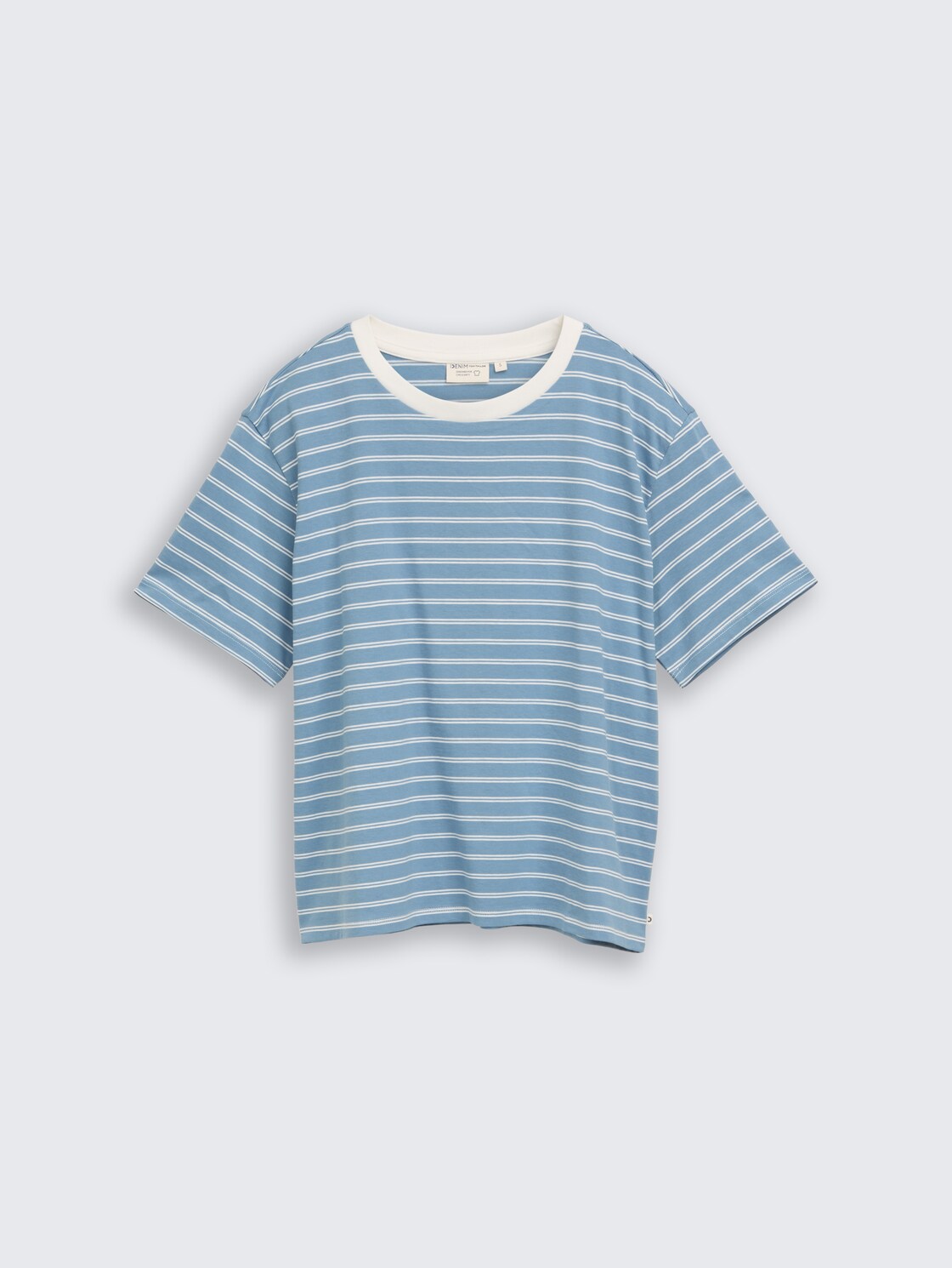 Boxy Fit T-Shirt - mid blue irregular stripe - Vorder-Produkt-Ansicht
