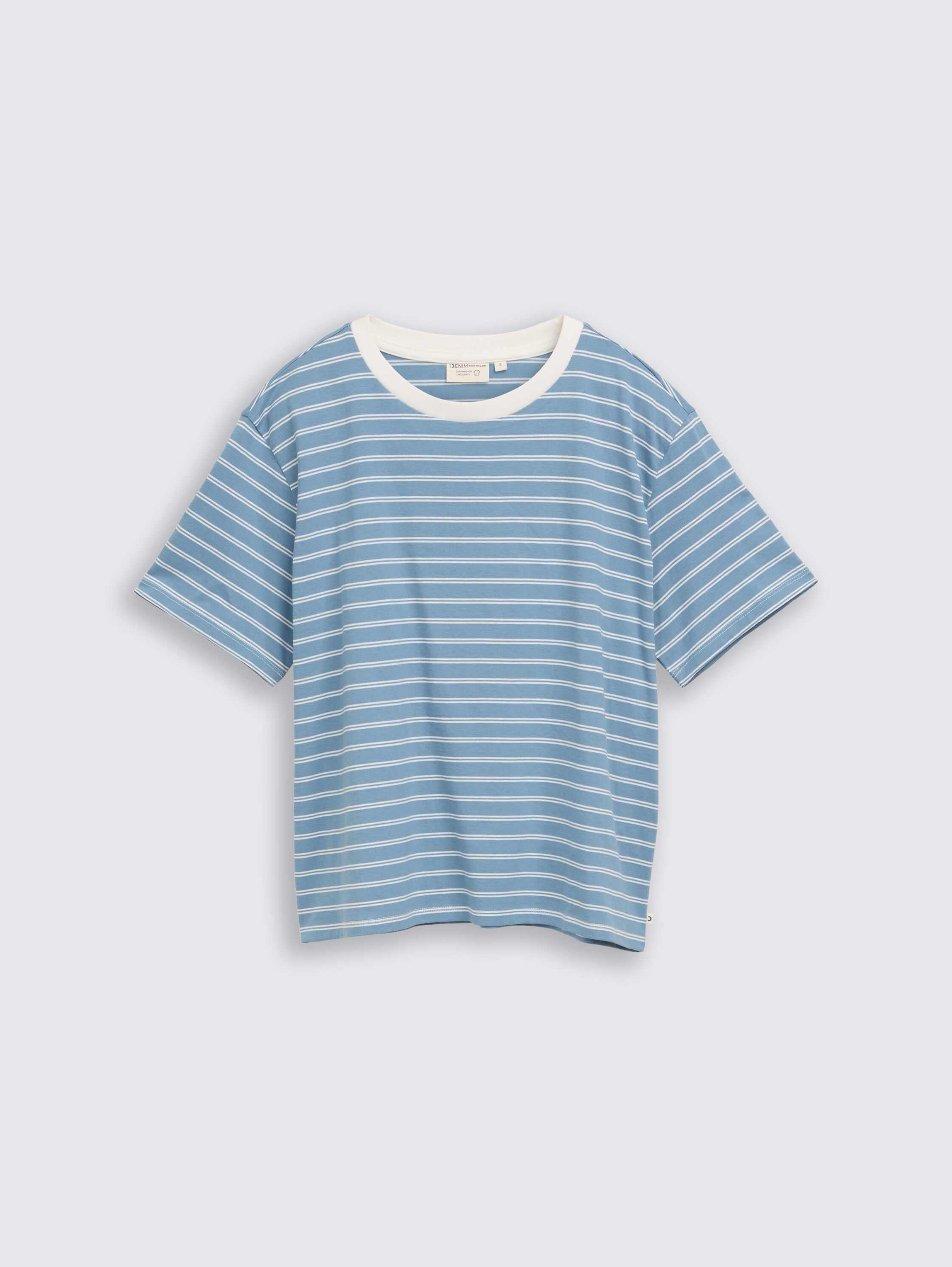 Boxy Fit T-Shirt - mid blue irregular stripe - Vorder-Produkt-Ansicht