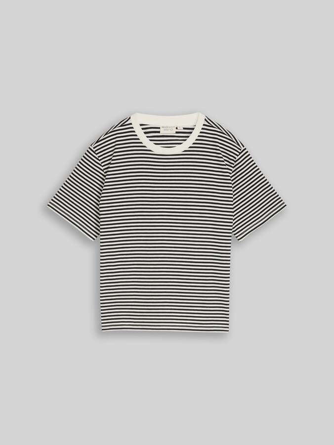 Boxy Fit T-Shirt von Denim Female, black white stripe