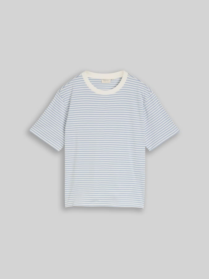 Boxy Fit T-Shirt von Denim Female, light blue white stripe