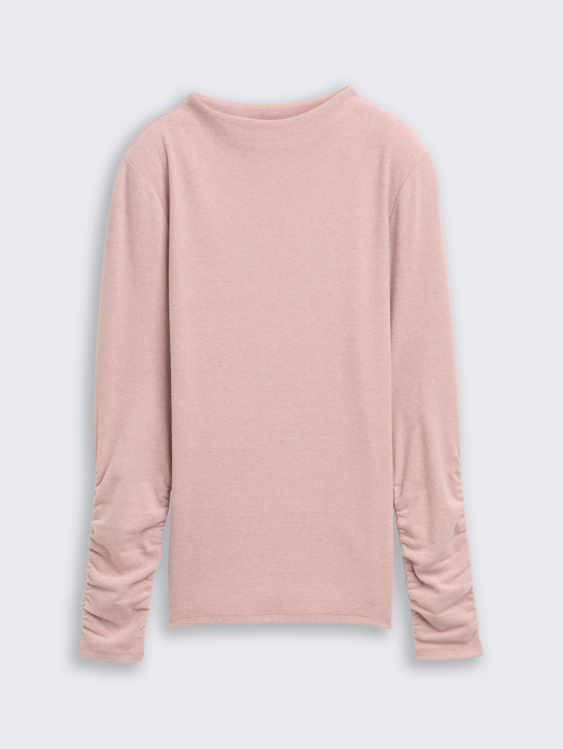 Langarmshirt mit Raffärmeln - Antique Rose Melange - Vorder-Produkt-Ansicht