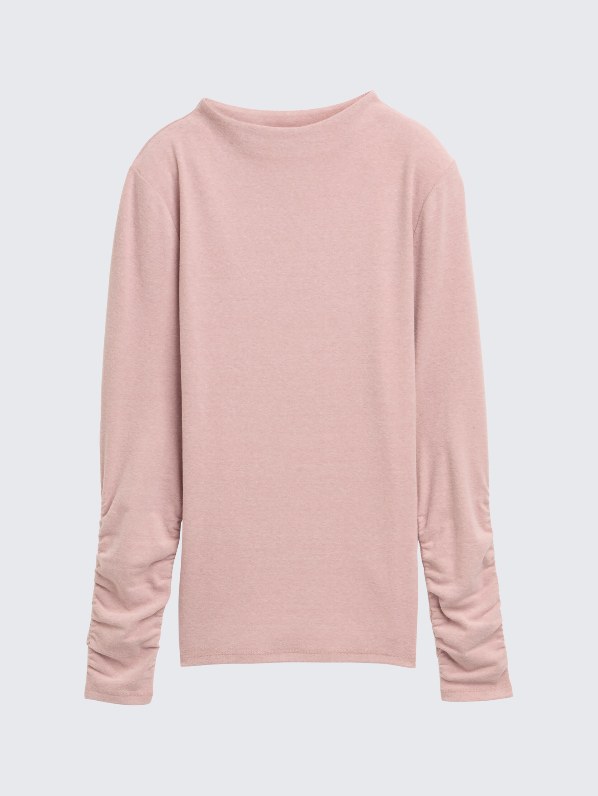 Langarmshirt mit Raffärmeln - Antique Rose Melange - Vorder-Produkt-Ansicht