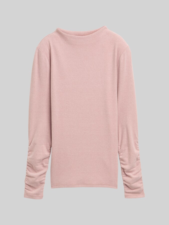 Langarmshirt mit Raffärmeln von Denim Female, Antique Rose Melange