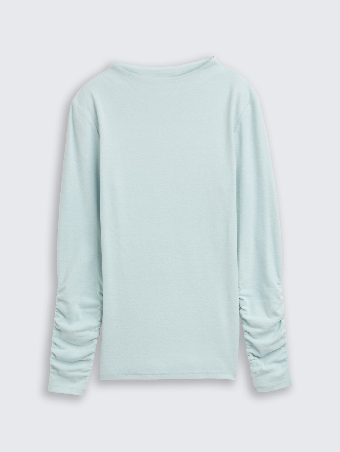 Langarmshirt mit Raffärmeln - Silver Cloud Blue Melange - Vorder-Produkt-Ansicht