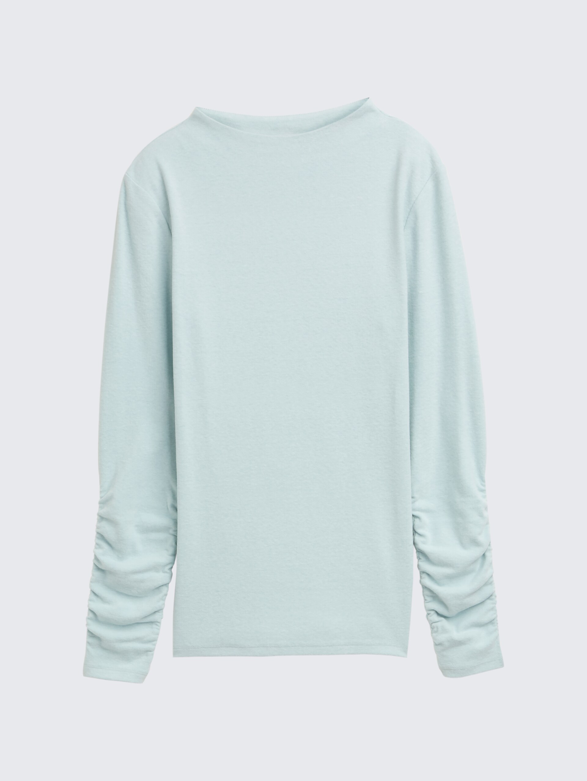 Langarmshirt mit Raffärmeln - Silver Cloud Blue Melange - Vorder-Produkt-Ansicht