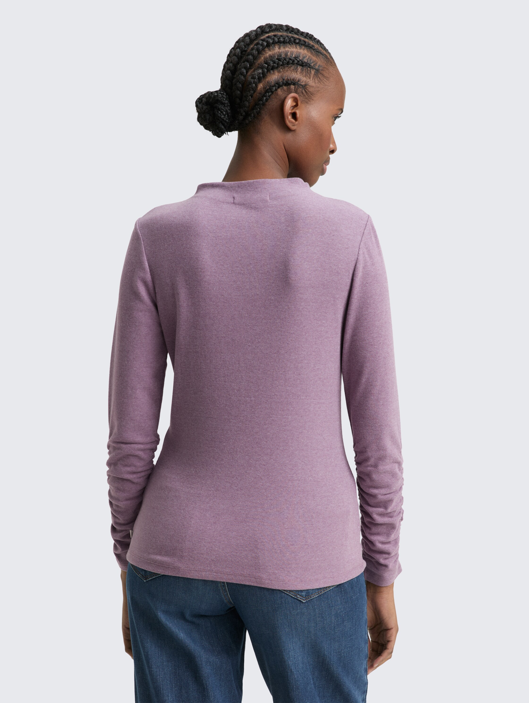 Langarmshirt mit Raffärmeln - dark_lavender_melange - 