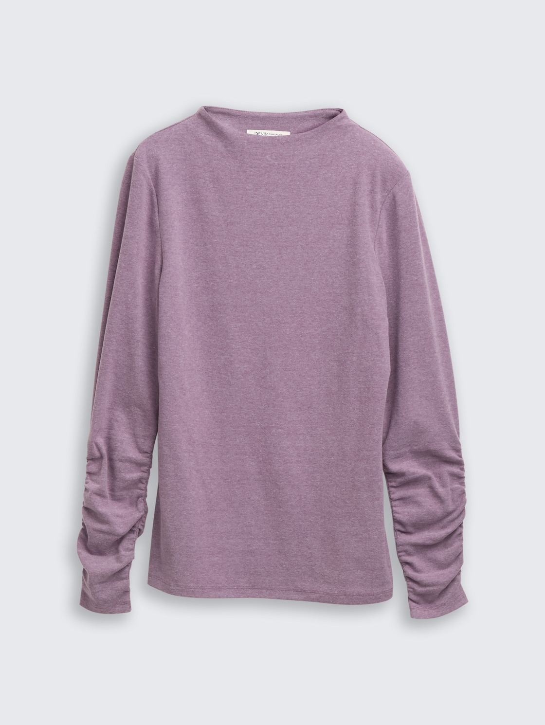 Langarmshirt mit Raffärmeln - dark lavender melange - Vorder-Produkt-Ansicht