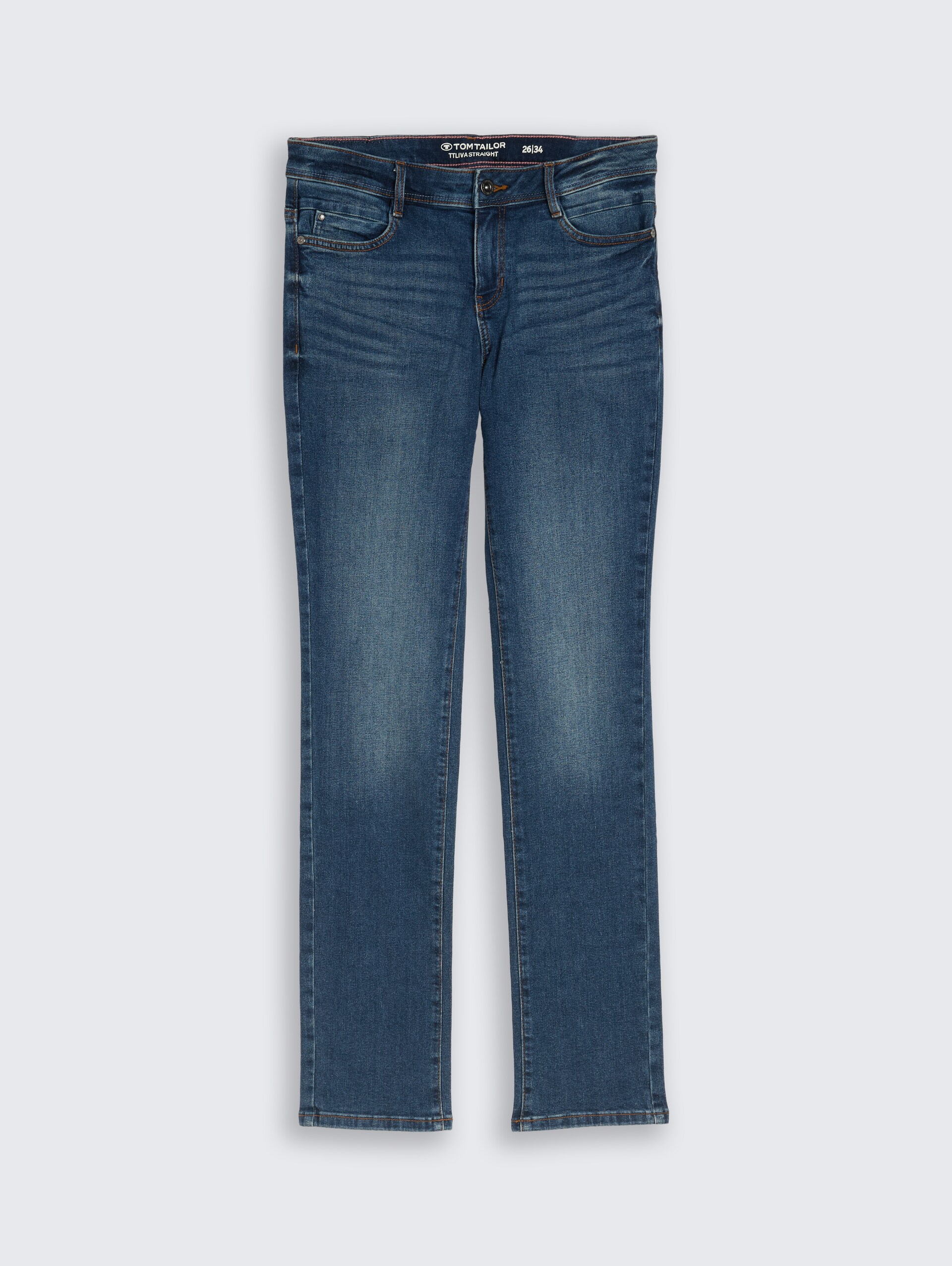 TTLIVA STRAIGHT Jeans - Clean Mid Stone Blue Denim - Vorder-Produkt-Ansicht