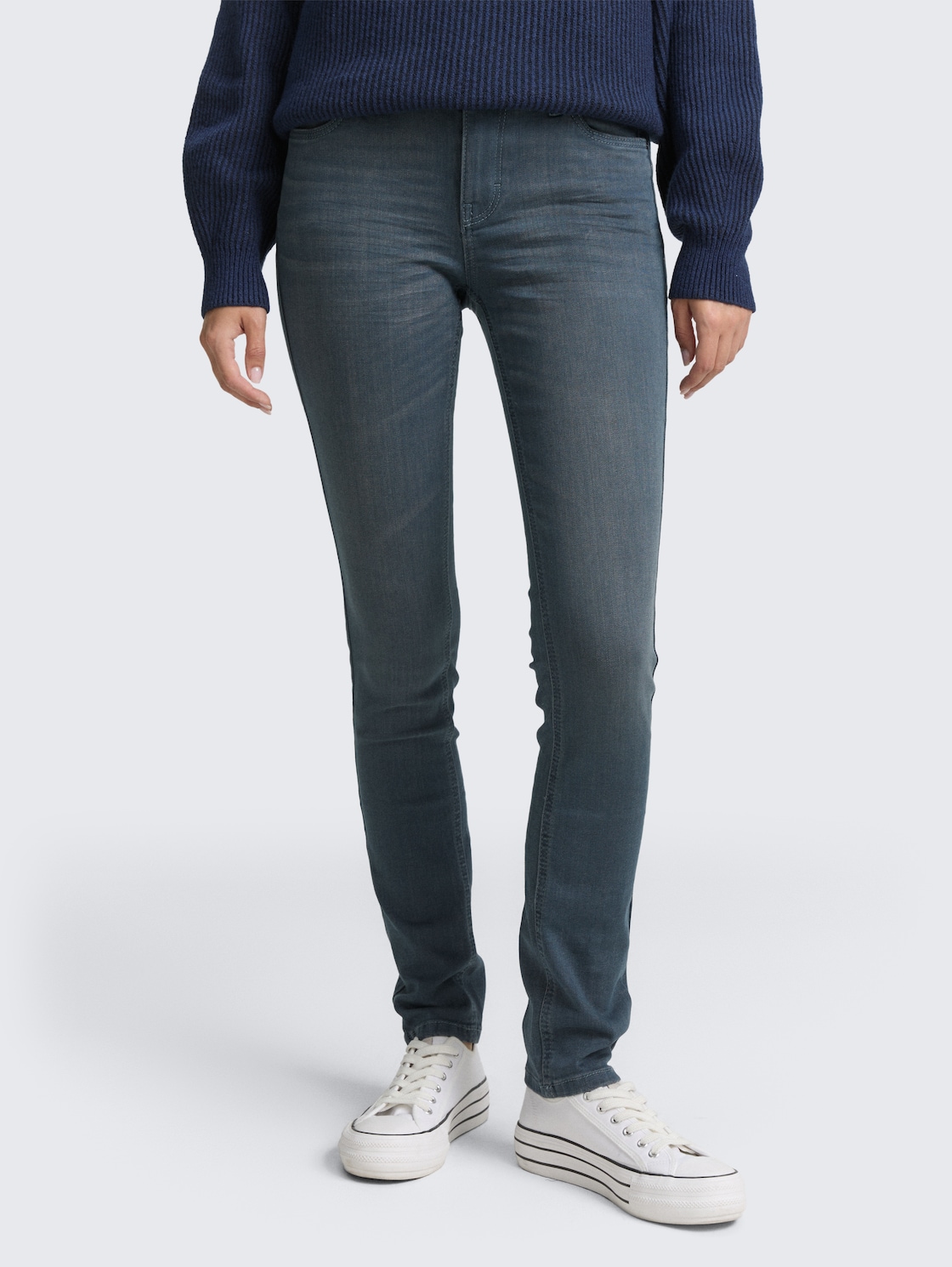TTLENE SLIM Jeans - mid stone blue grey denim - Ausschnitt Model-Vorderansicht