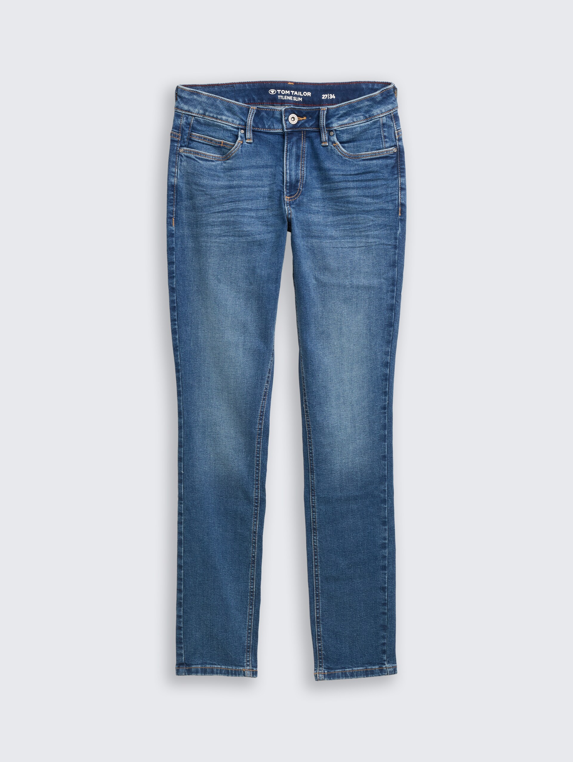 TTLENE SLIM Jeans - Clean Mid Stone Blue Denim - Vorder-Produkt-Ansicht