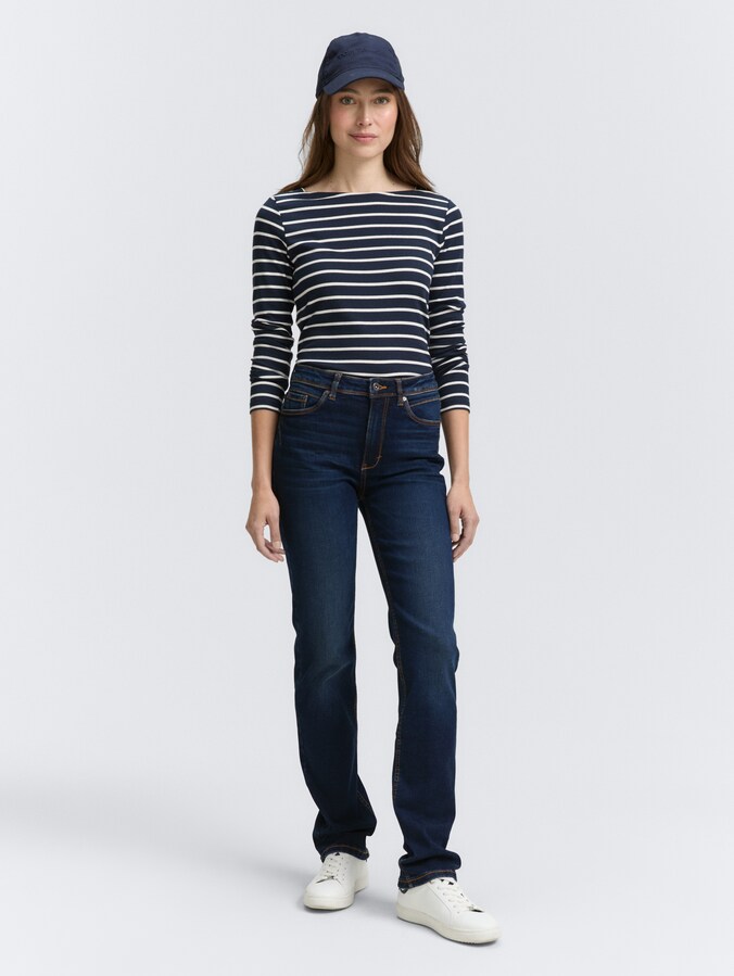 TTELVA STRAIGHT High Waist Jeans von Women, Clean Dark Stone Blue Denim