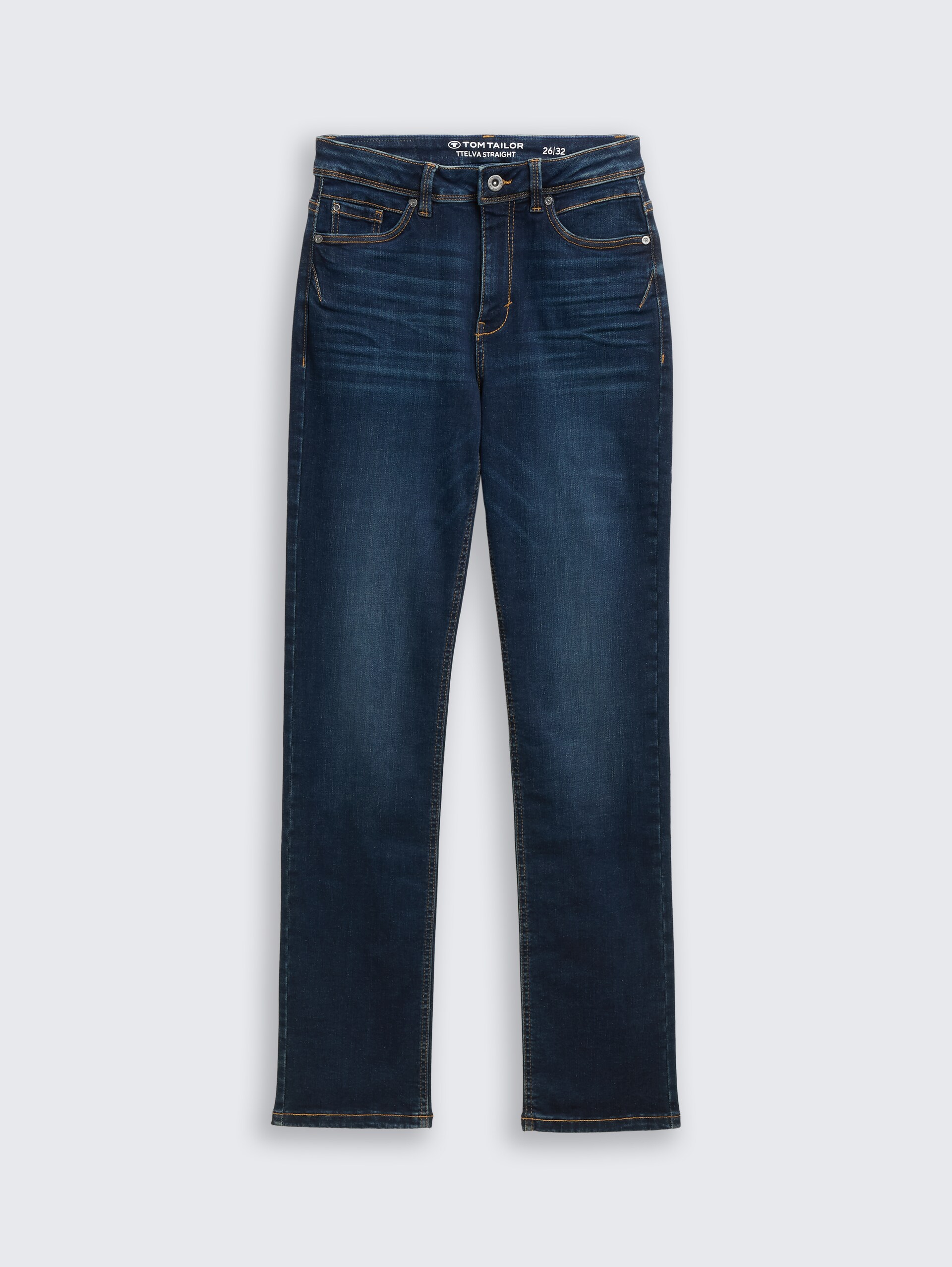TTELVA STRAIGHT High Waist Jeans - Clean Dark Stone Blue Denim - Vorder-Produkt-Ansicht