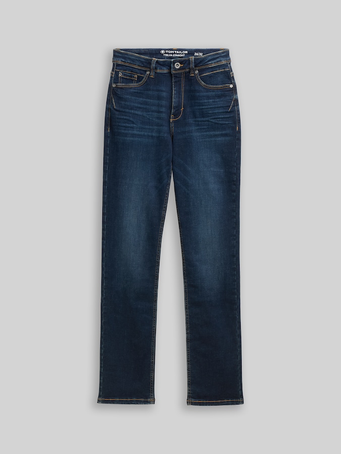 TTELVA STRAIGHT High Waist Jeans von Women, Clean Dark Stone Blue Denim