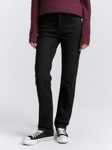 TTELVA STRAIGHT High Waist Jeans - black denim - Ausschnitt Model-Vorderansicht