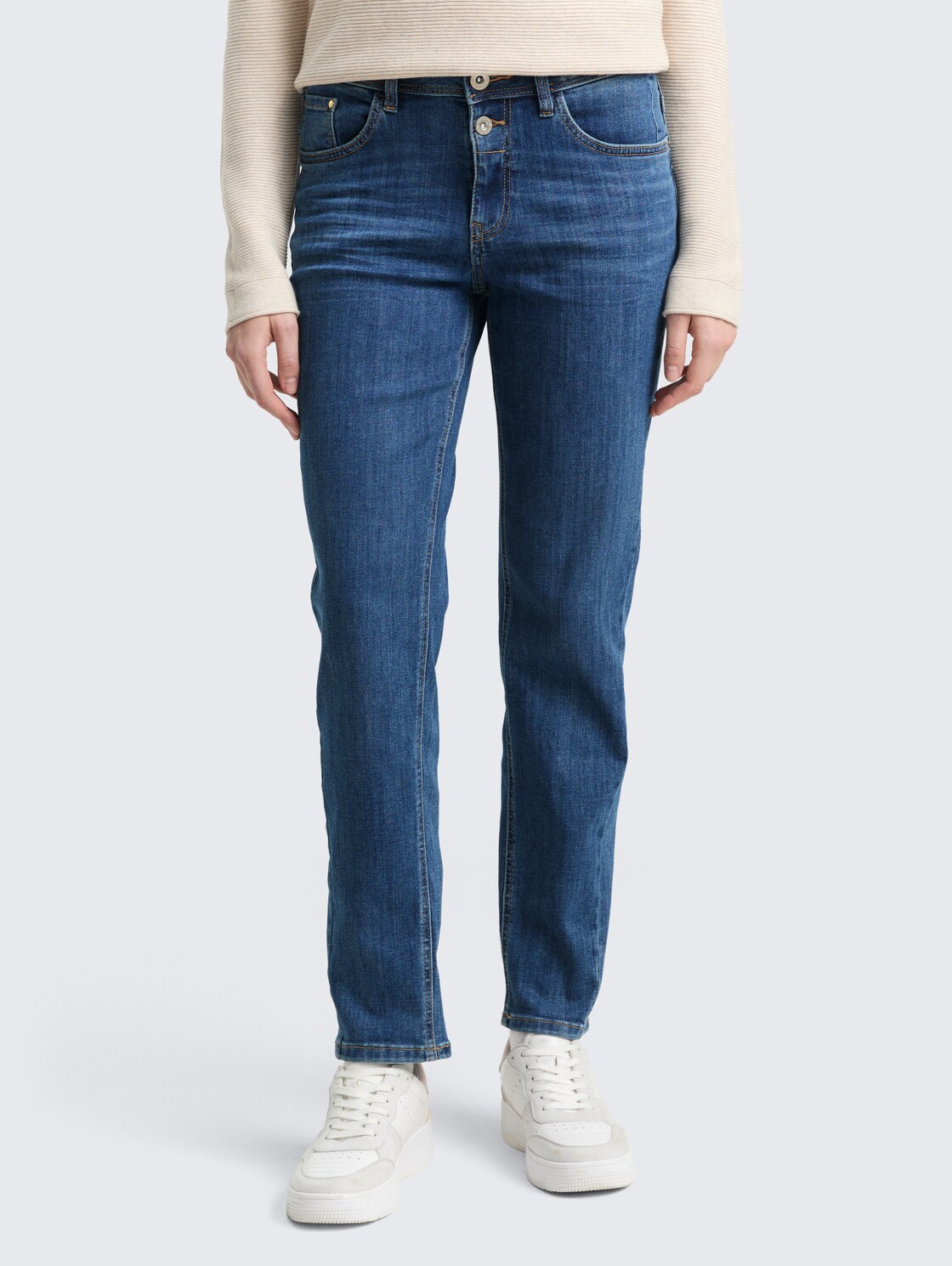 TTADEVA BOYFRIEND Jeans mit Stretch - mid stone wash denim - Ausschnitt Model-Vorderansicht
