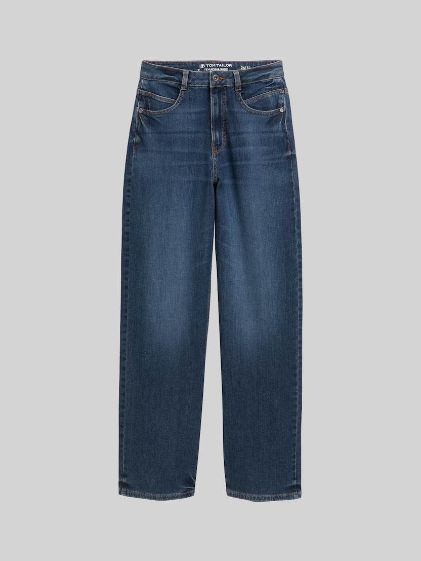 TTMADINA WIDE jeans by Women, Used Mid Stone Blue Denim