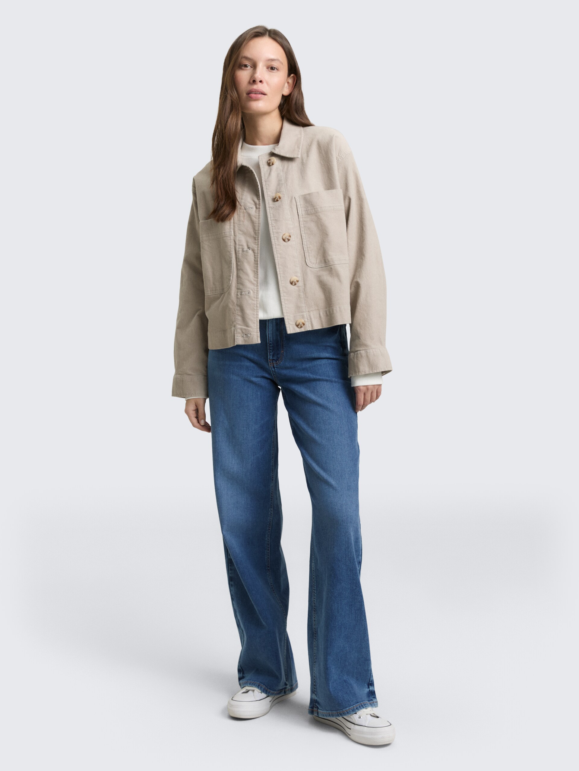TTMADINA WIDE Jeans - mid stone wash denim - Model-Vorderansicht