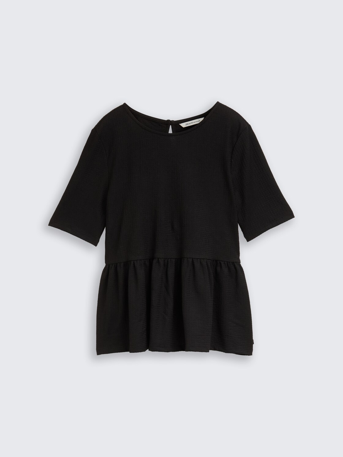 Jacquard T-Shirt mit Peplum - deep black - Vorder-Produkt-Ansicht