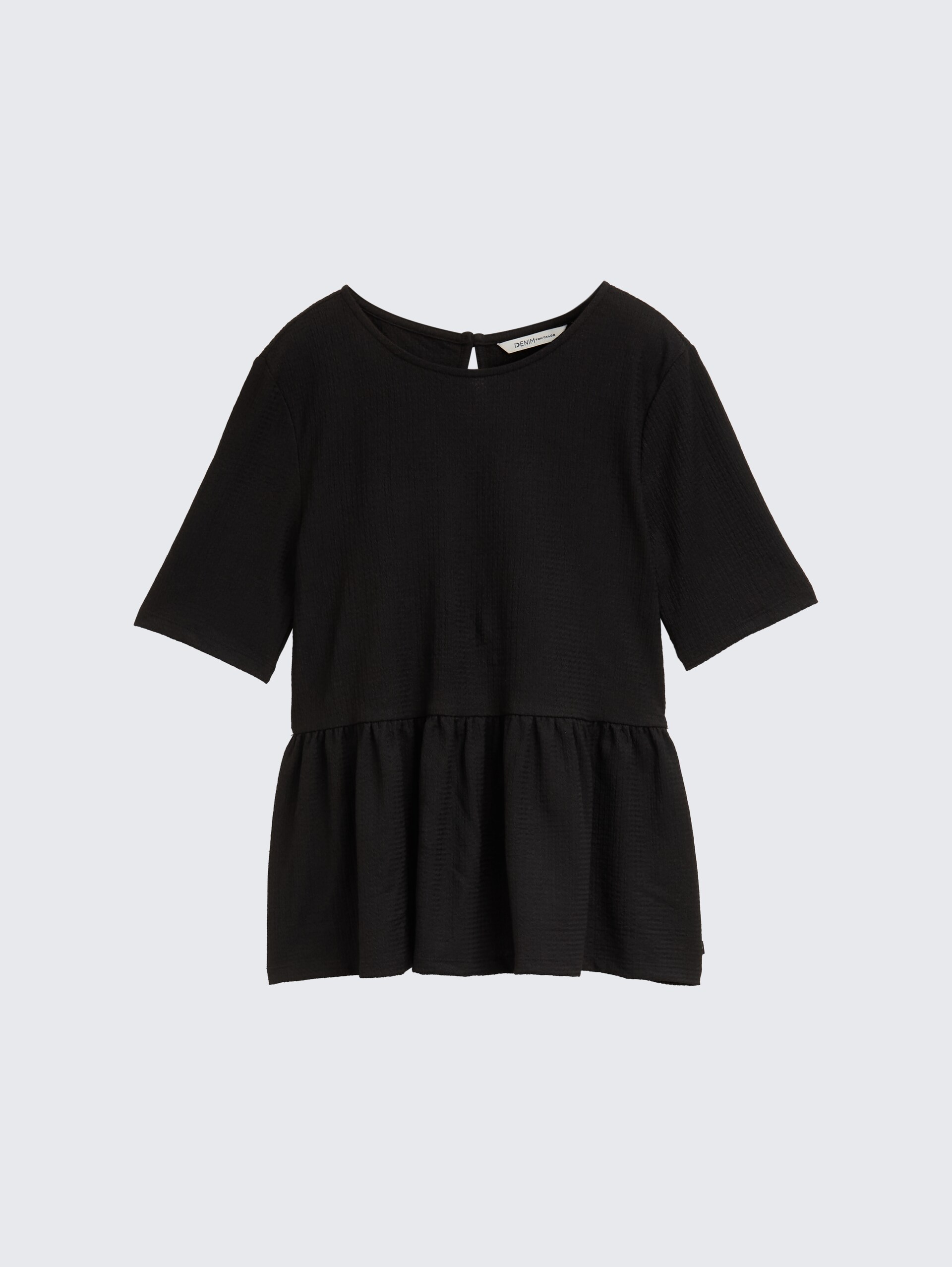 Jacquard T-Shirt mit Peplum - deep black - Vorder-Produkt-Ansicht