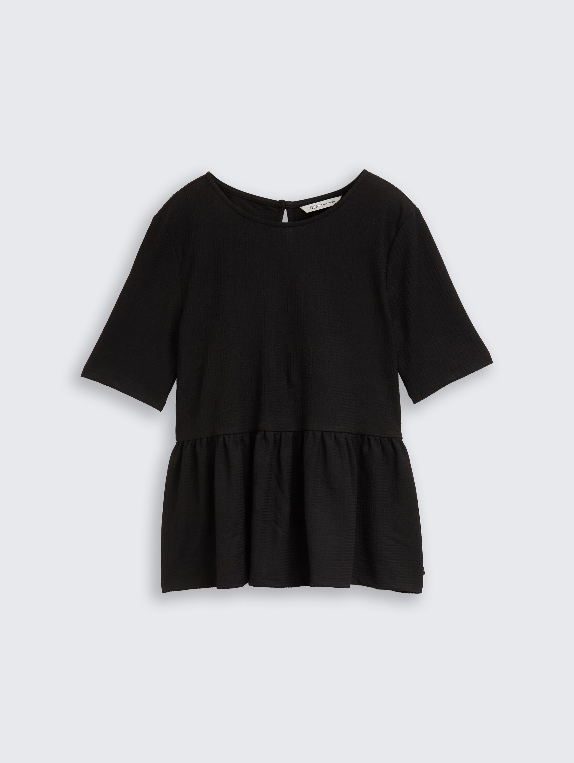 Jacquard T-shirt met peplum - deep_black_1 - 