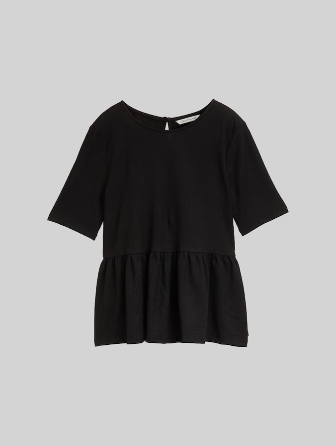 Jacquard T-shirt with peplum by Denim Female, deep black