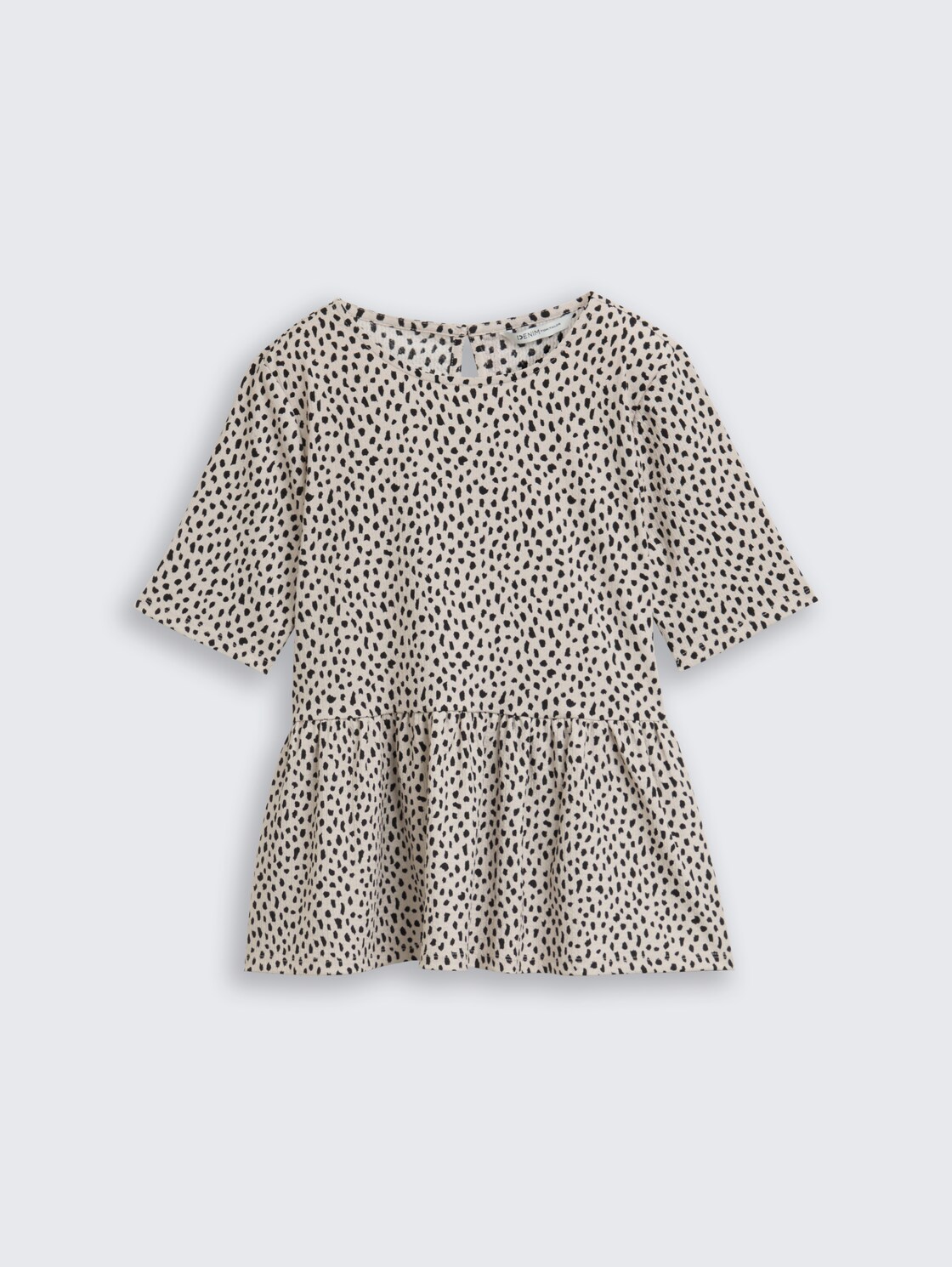 Jacquard T-Shirt mit Peplum - beige black dotted print - Vorder-Produkt-Ansicht