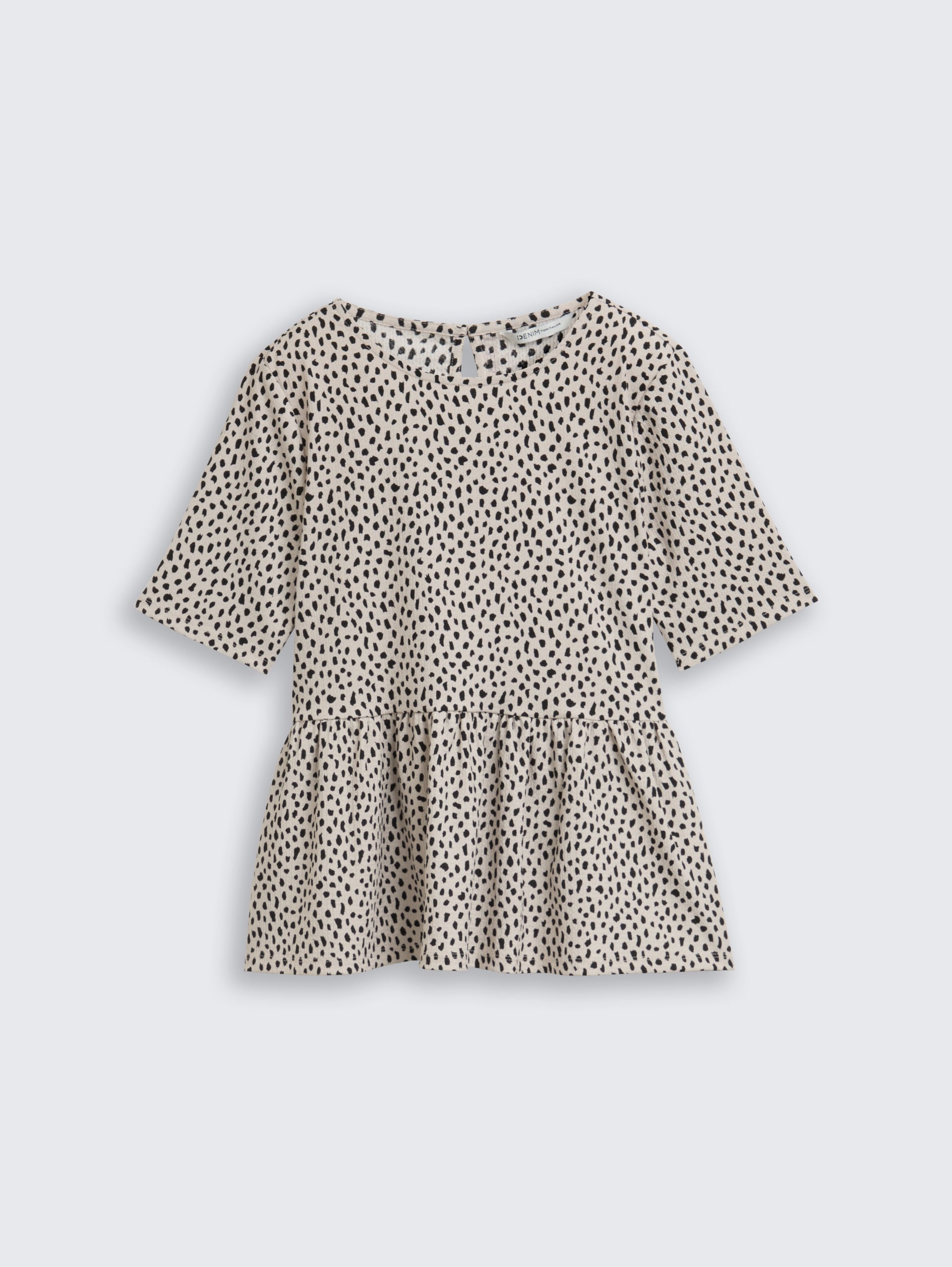 Jacquard T-Shirt mit Peplum - beige black dotted print - Vorder-Produkt-Ansicht
