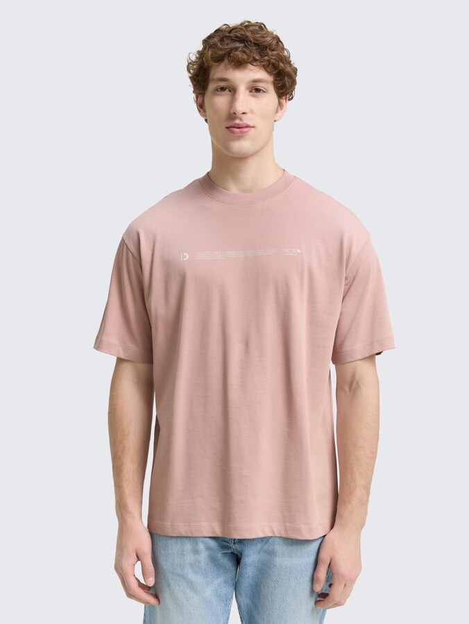 Heavy-Jersey T-Shirt mit Print von Denim Male, smoky rose