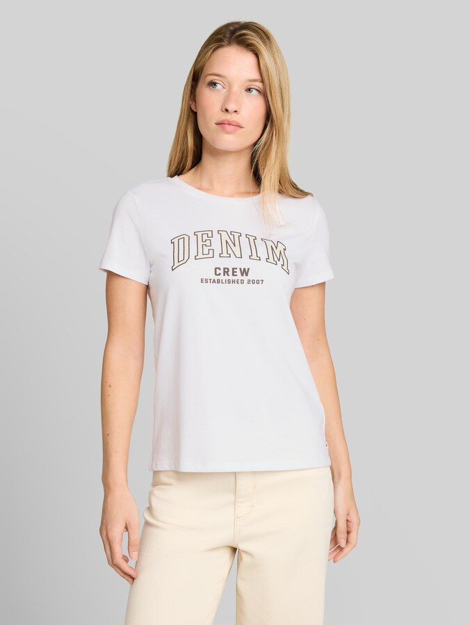 T-shirt with leopard print by Denim Female, bright white