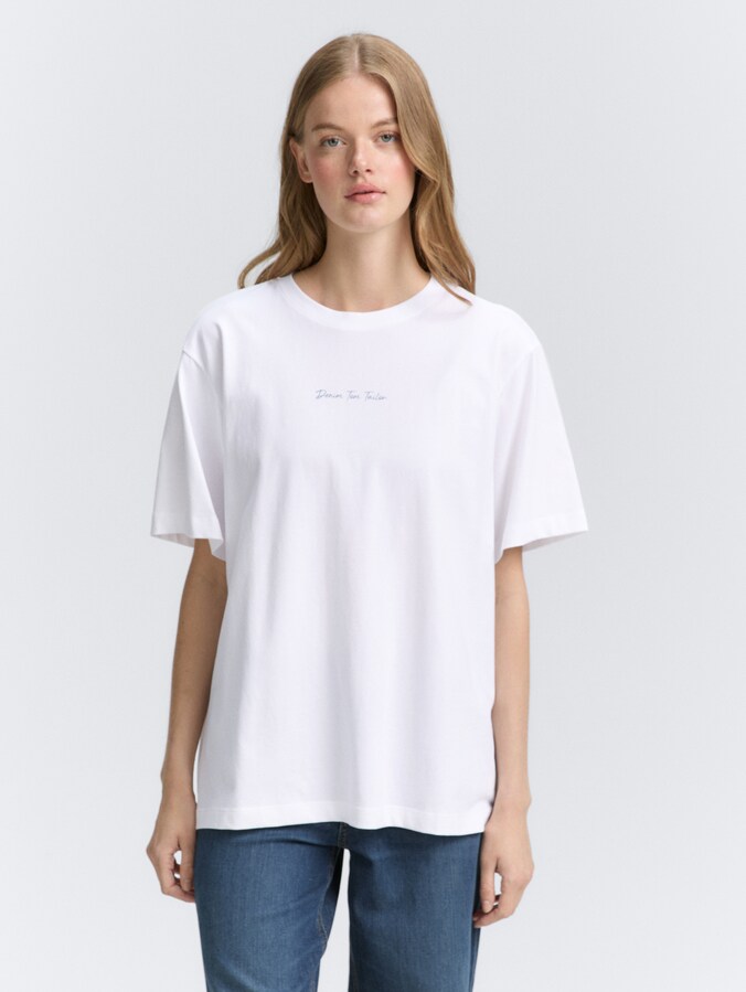 Oversized T-shirt met print op de rug door Denim Female, White