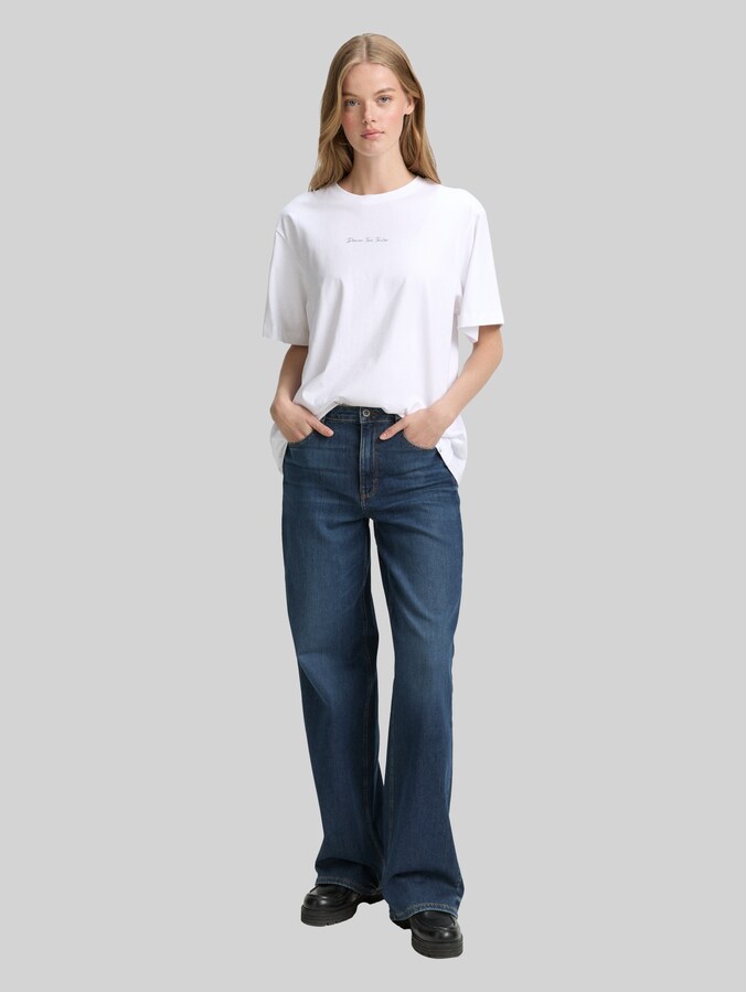 Oversized T-shirt met print op de rug door Denim Female, White