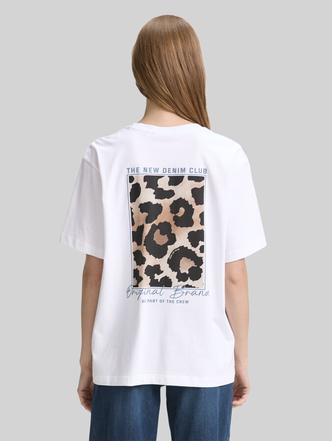 T-shirt oversize avec imprimé dans le dos par Denim Female, White