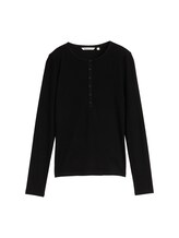 Sélectionné, Chemise à manches longues Ripp Henley par Tom Tailor, noires