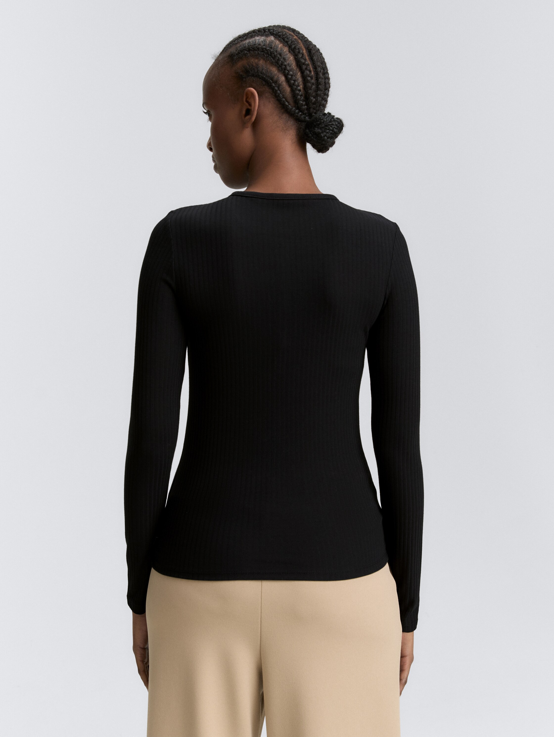 Ripp Henley Langarmshirt - deep_black_1 - 