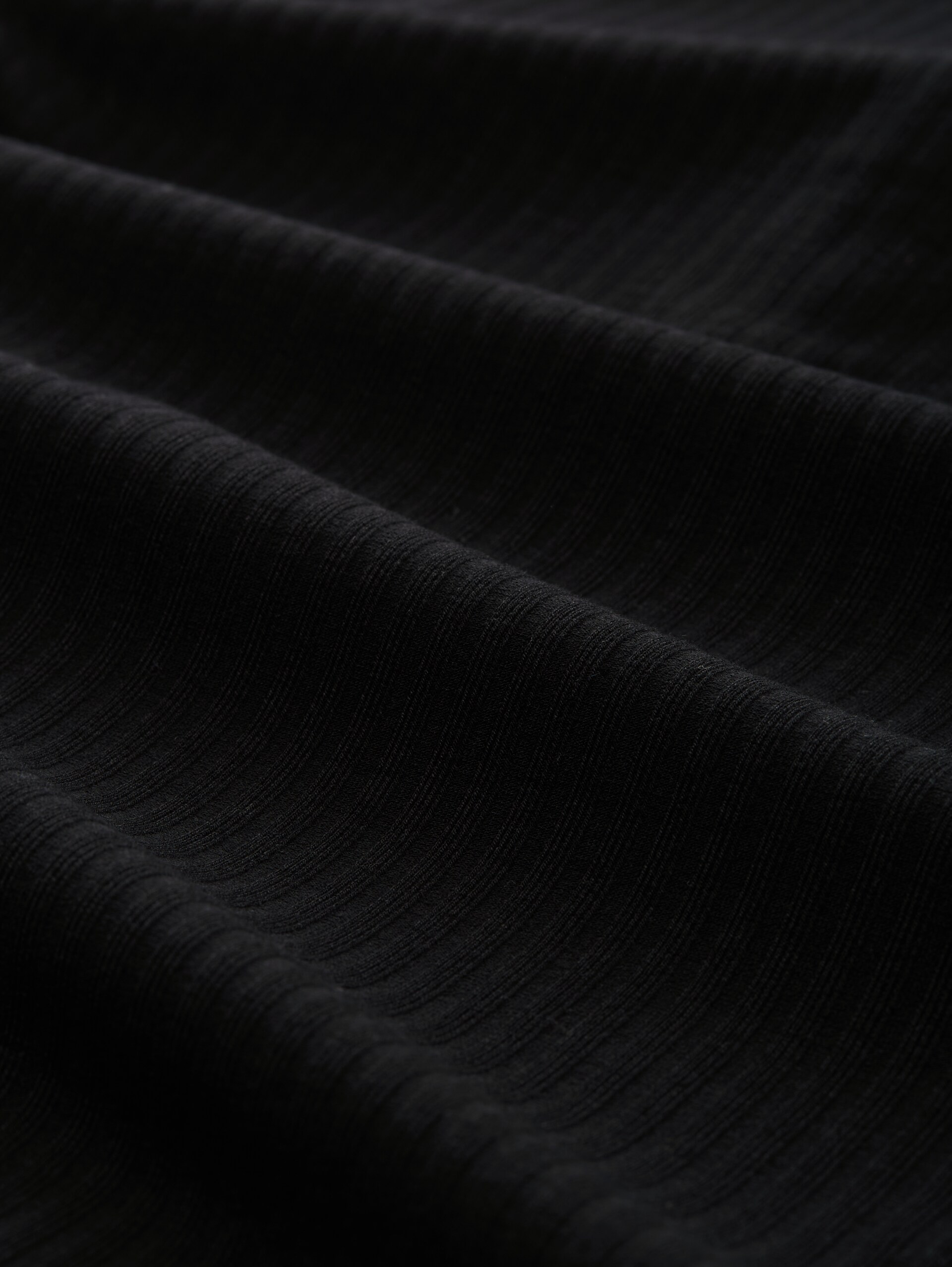 Ribbed Henley long sleeve shirt - deep black - Material view
