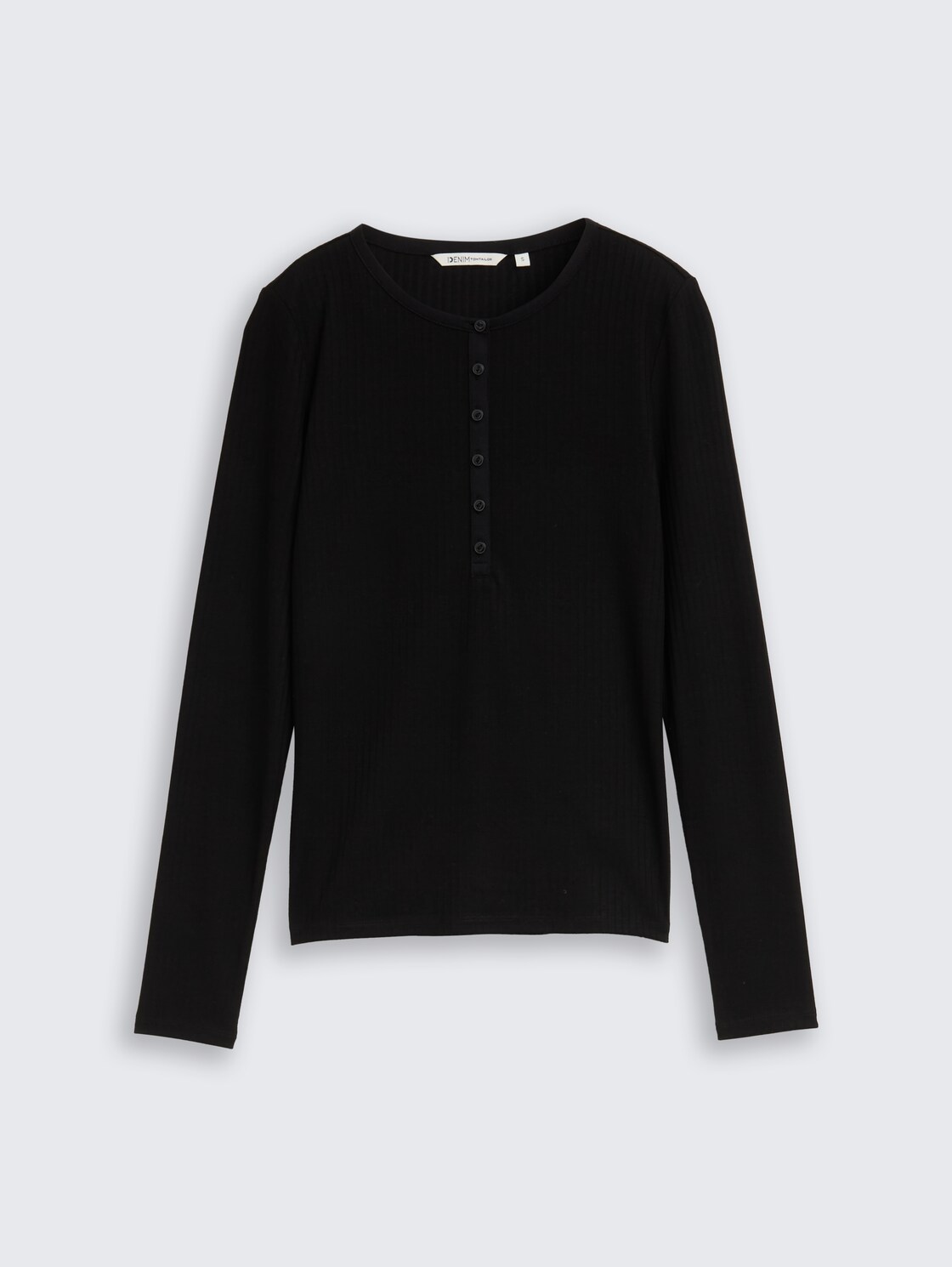 Ripp Henley Langarmshirt - deep black - Vorder-Produkt-Ansicht