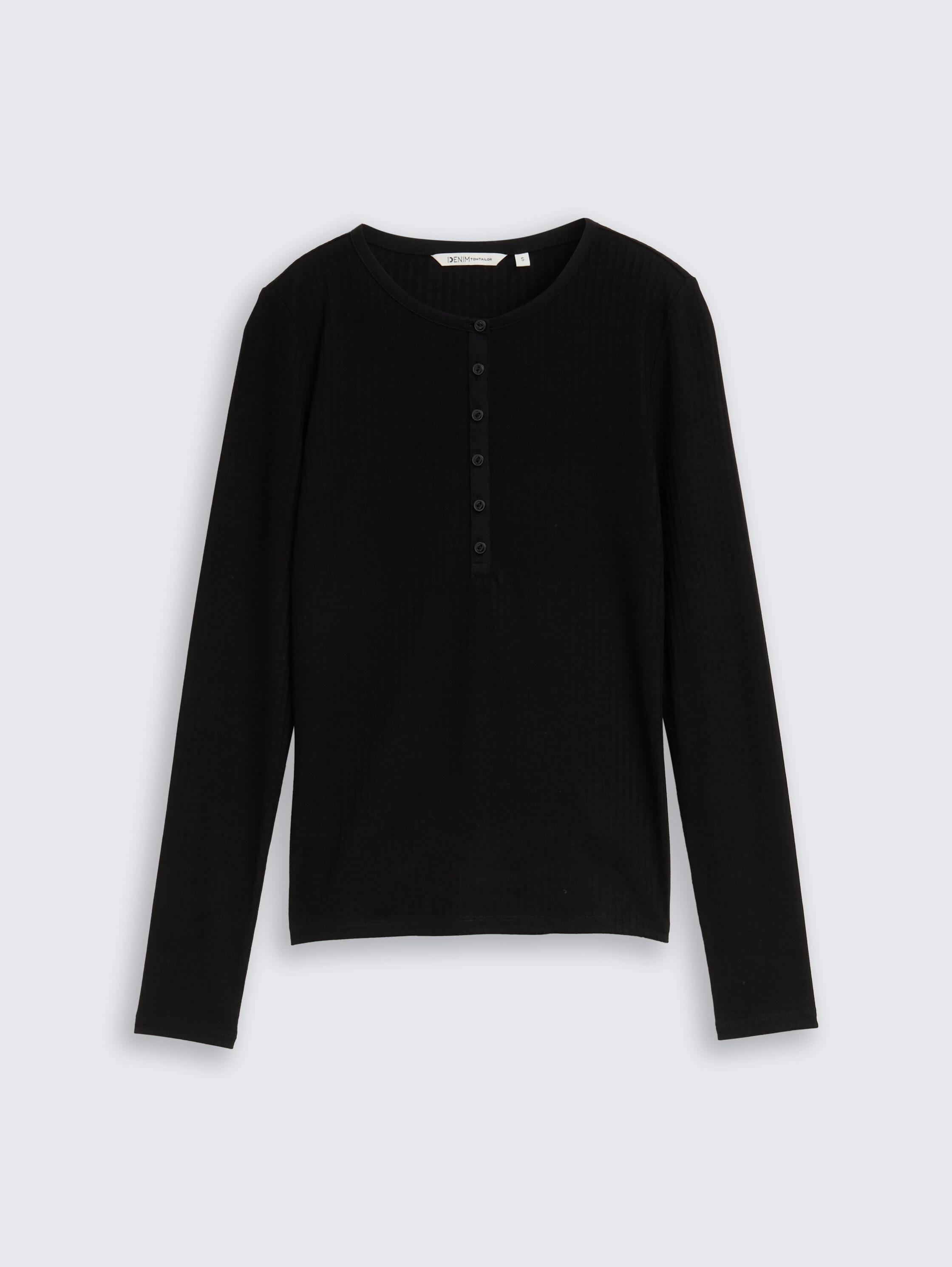 Ripp Henley Langarmshirt - deep_black_1 - 