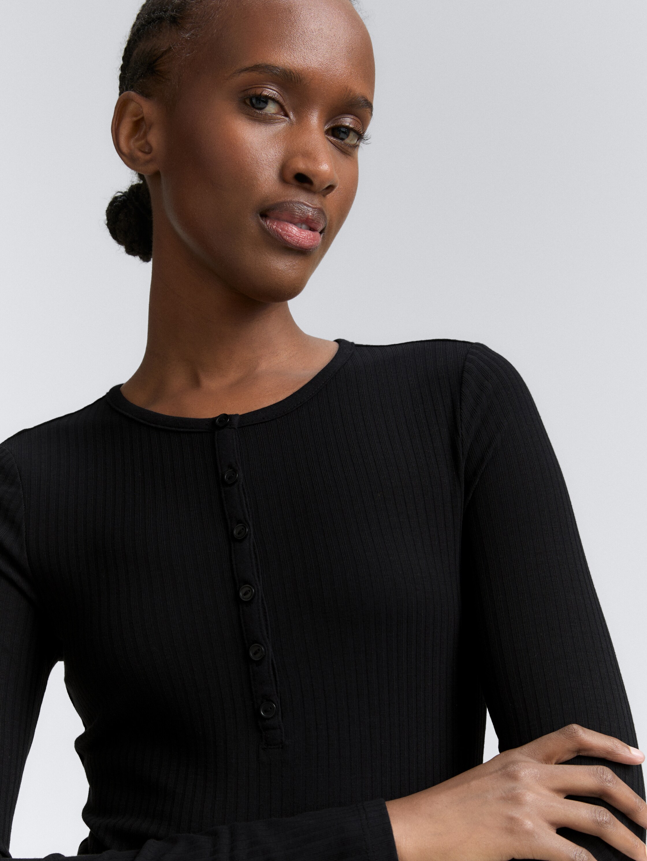 Ripp Henley Langarmshirt - deep_black_1 - 