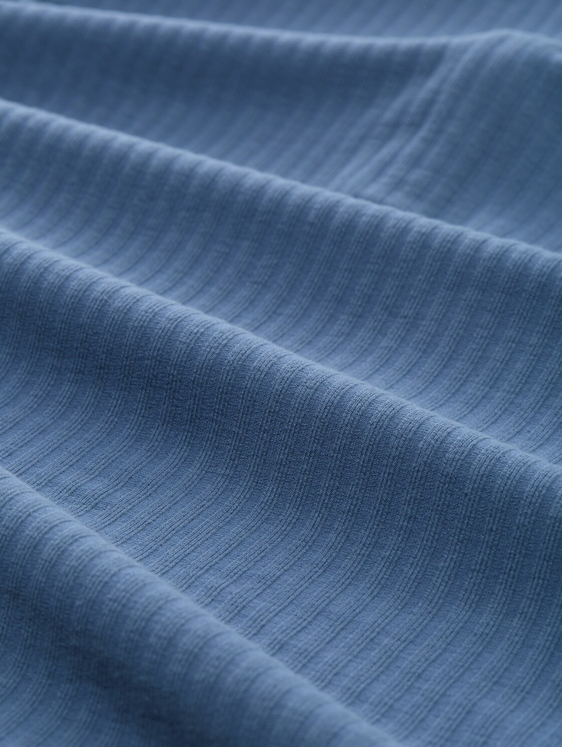 Ripp Henley Langarmshirt - dusty denim blue - Material-Ansicht