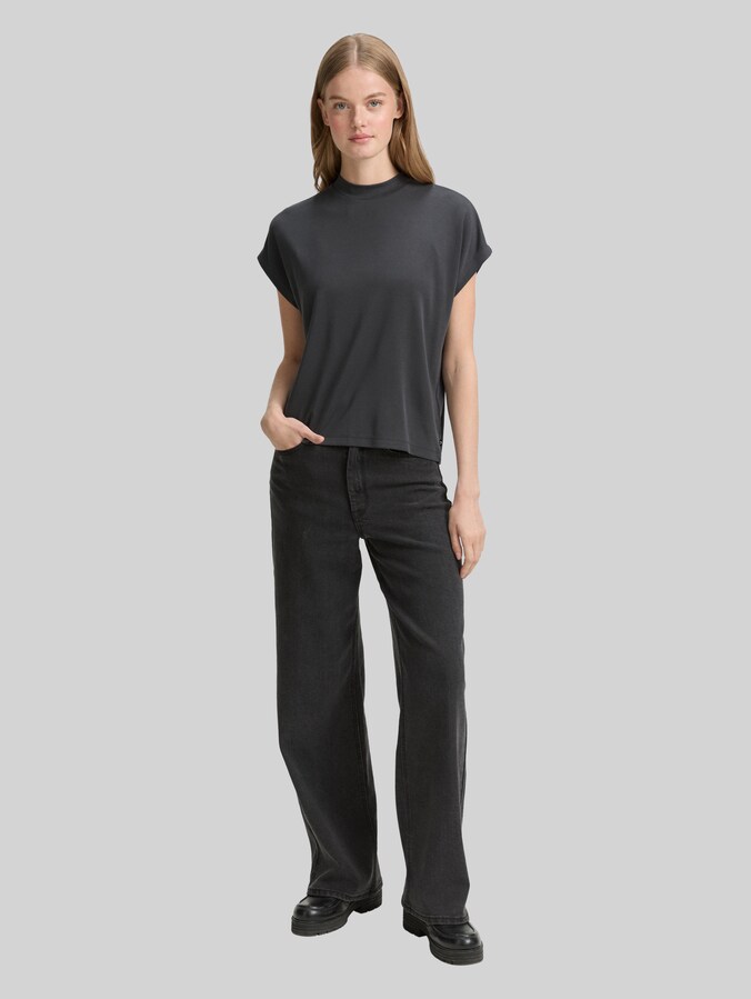 T-Shirt mit Fledermausärmeln von Denim Female, Tarmac Grey