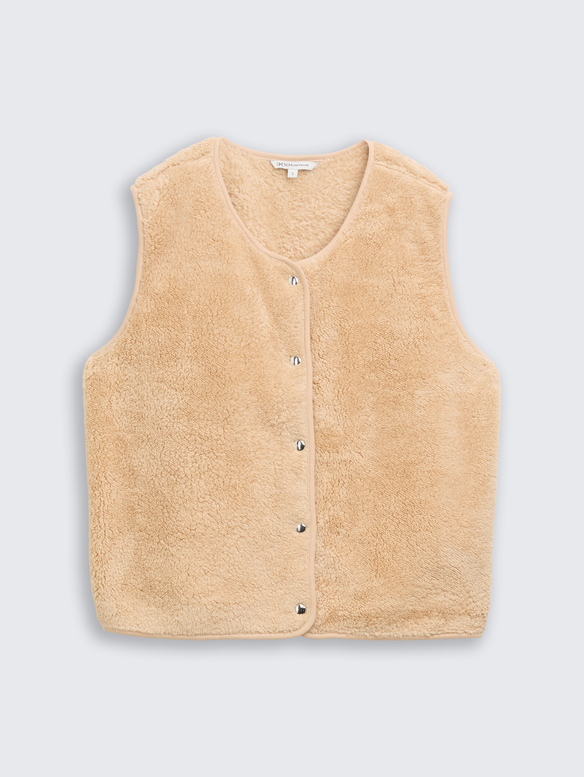Loose Fit Teddy Weste - caramel beige - Vorder-Produkt-Ansicht