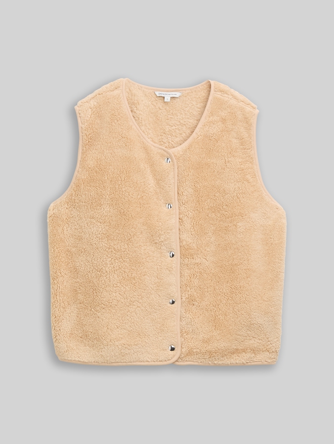 Loose Fit Teddy Weste von Denim Female, caramel beige