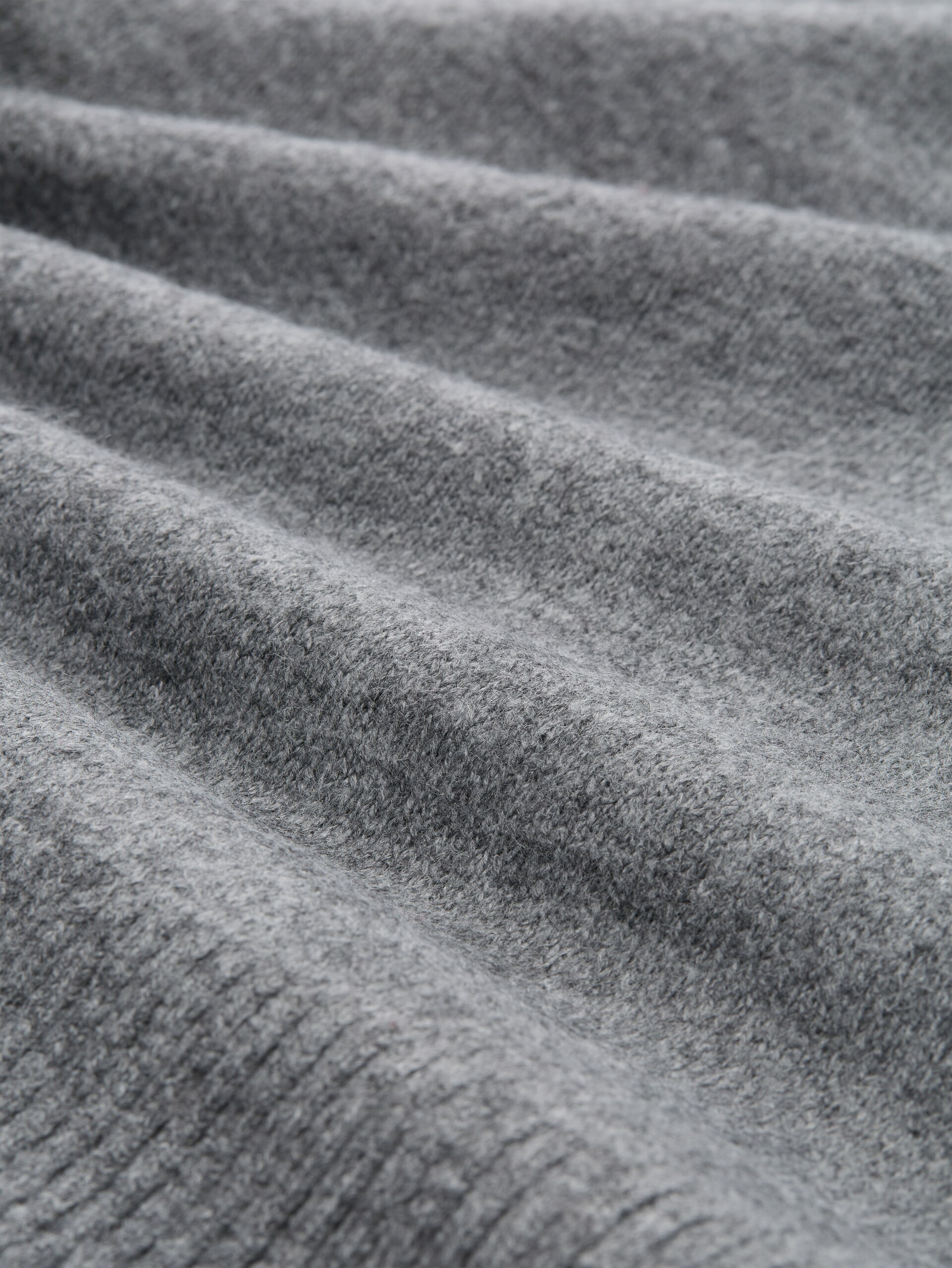Relaxed Fit Strickpullover mit V-Ausschnitt - Stormy Gray Melange - Material-Ansicht