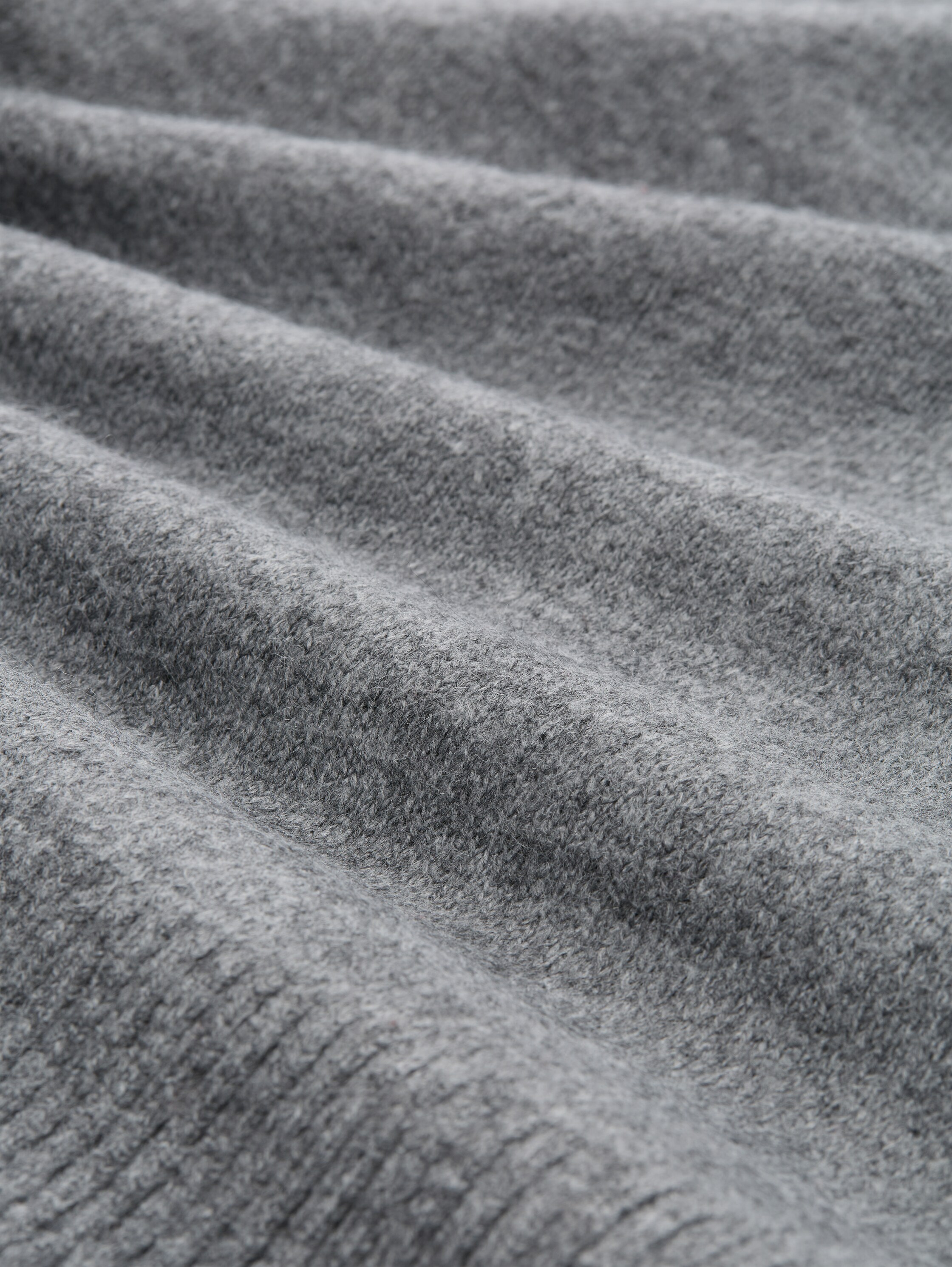 Relaxed Fit Strickpullover mit V-Ausschnitt - stormy_gray_melange - 