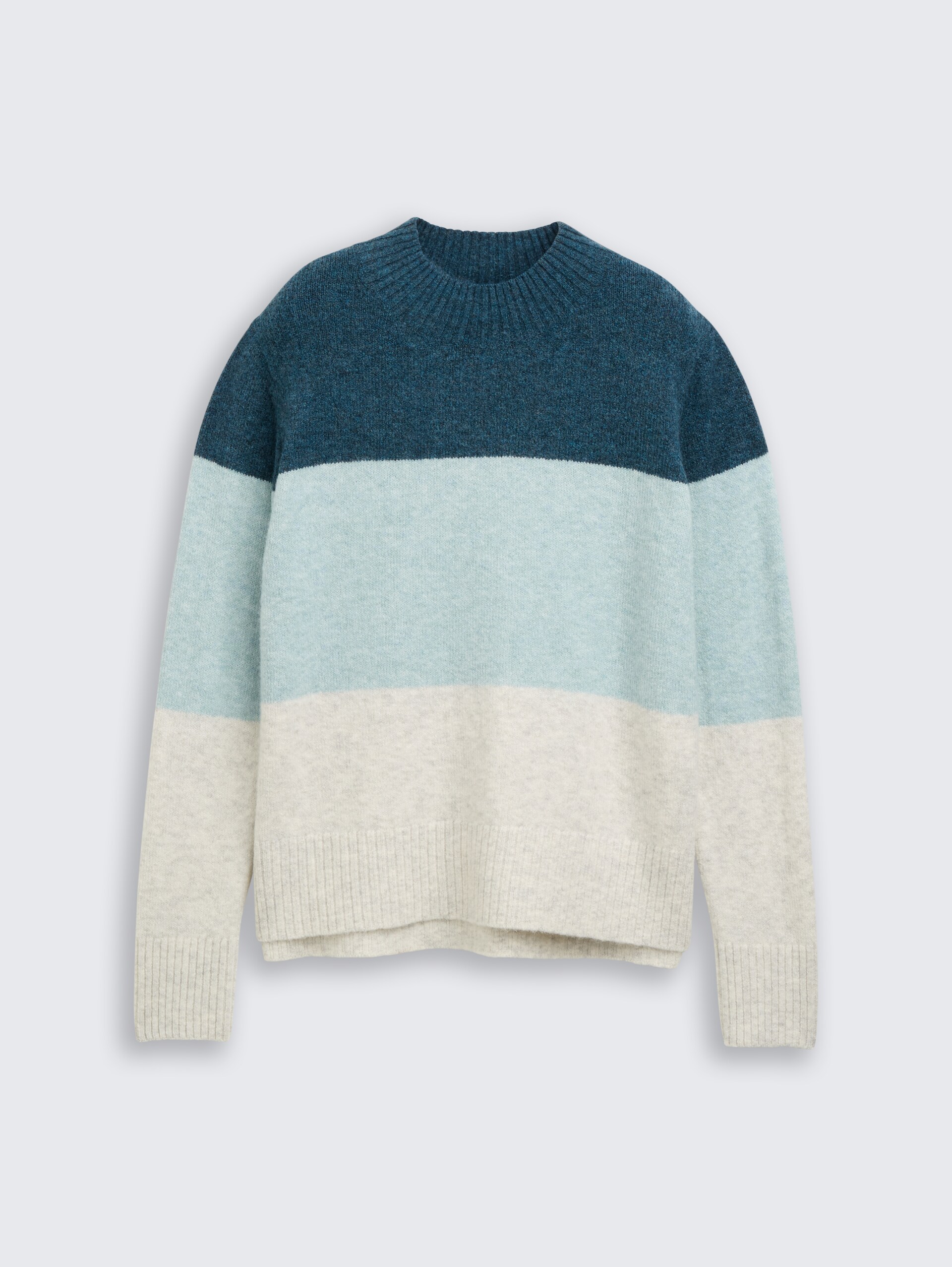 Strickpullover mit Colour Blocking - petrol mint beige colorblock