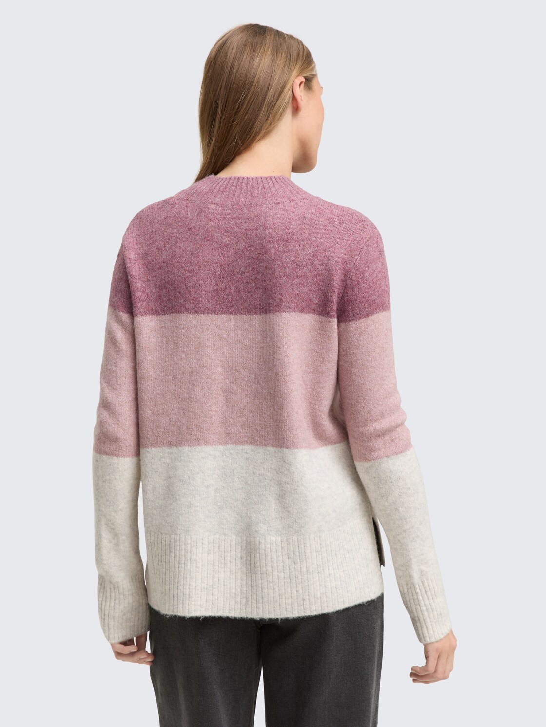 Strickpullover mit Colour Blocking - rose beige colorblock