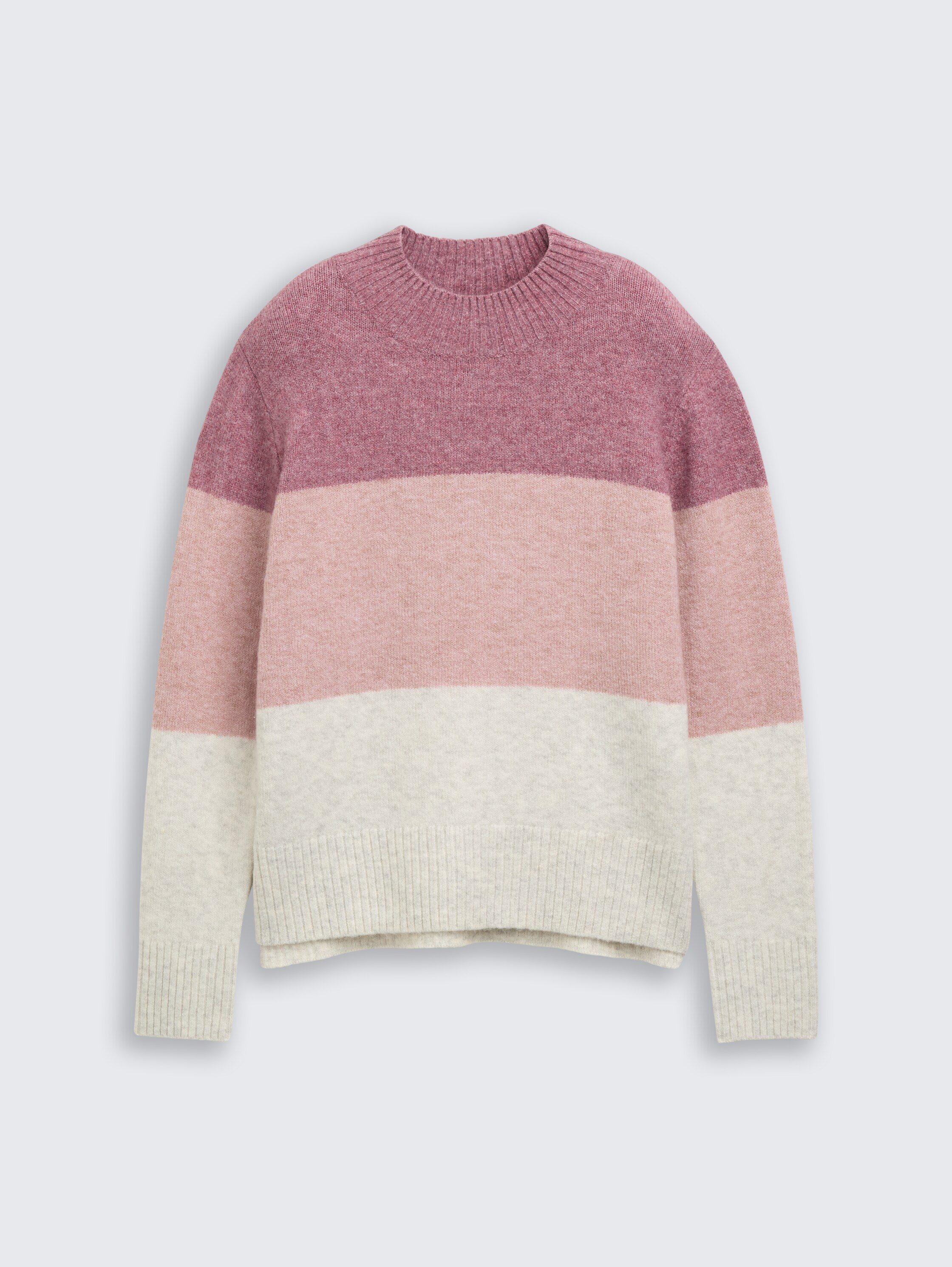 Knitted jumper with colour blocking - rose beige colorblock
