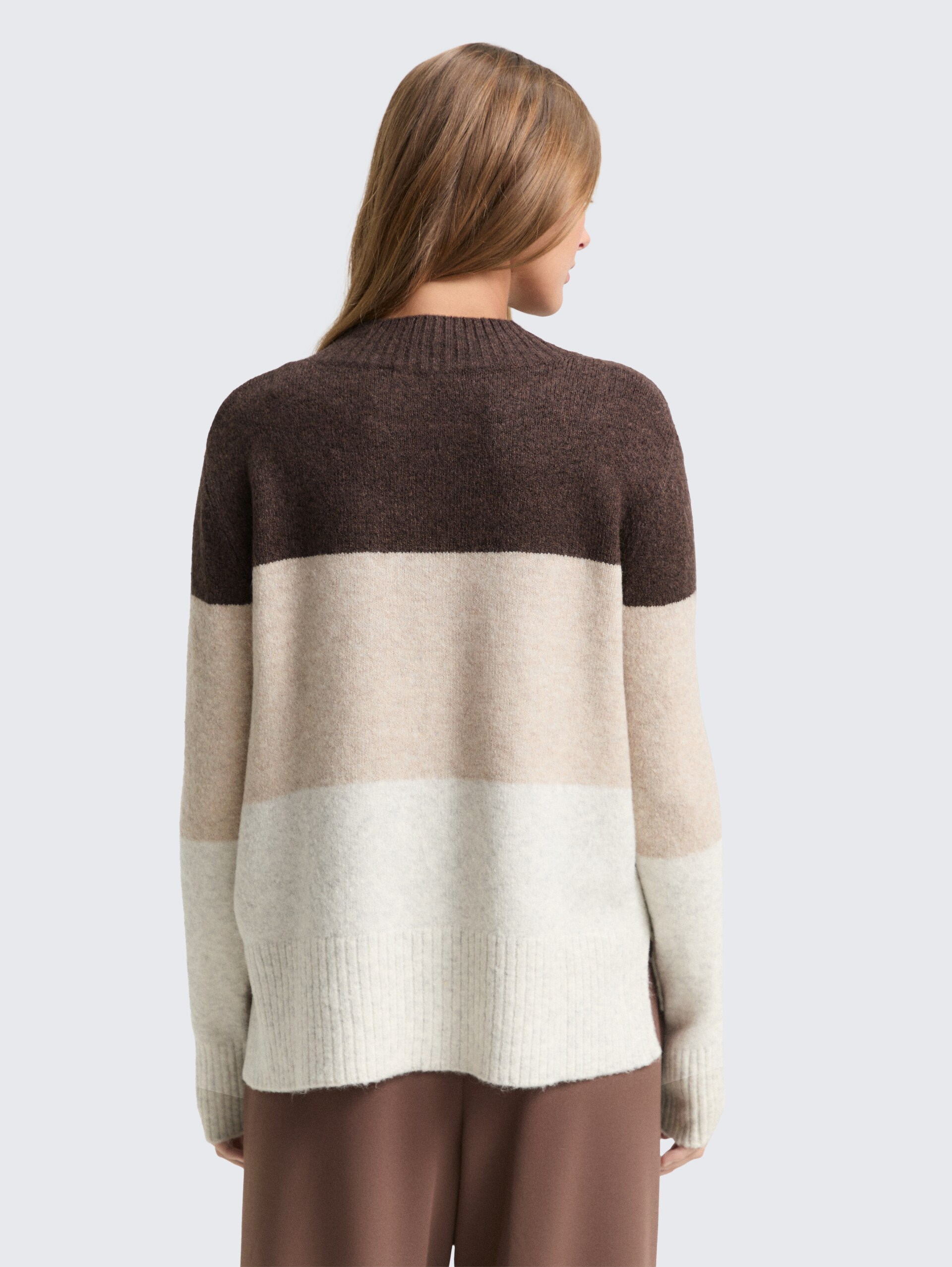 Strickpullover mit Colour Blocking - brown camel colorblock