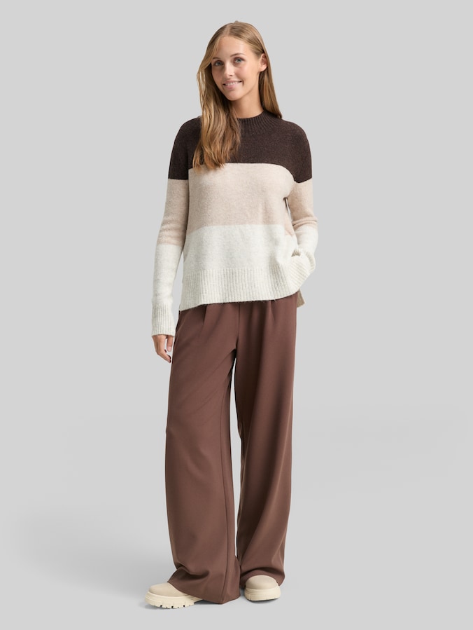 Pull en maille avec colour blocking par Denim Female, brown camel colorblock